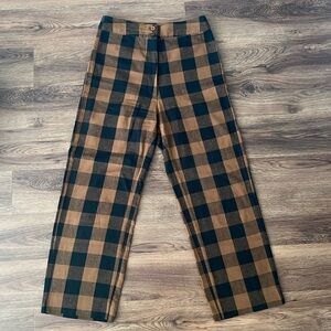 Ali Golden Raw Silk Checkered Pants